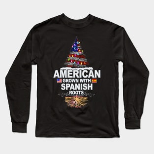 Christmas Tree  American Grown With Spanish Roots - Gift for Spanish From Spain Long Sleeve T-Shirt